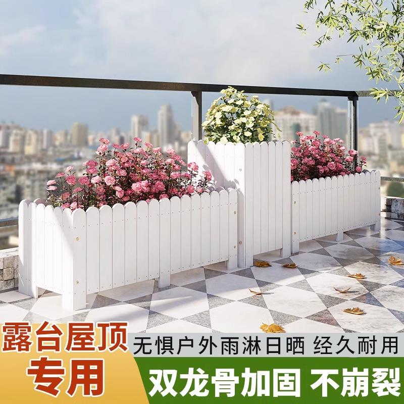 防腐木花箱碳化实木花盆户外花槽庭院种植箱长方形阳台露台种菜盆