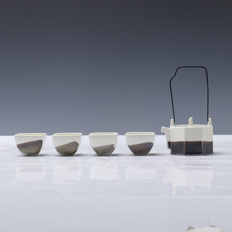 新中式茶具托盘组合摆件样板房茶室摆设桌面茶几八角茶具套装软装