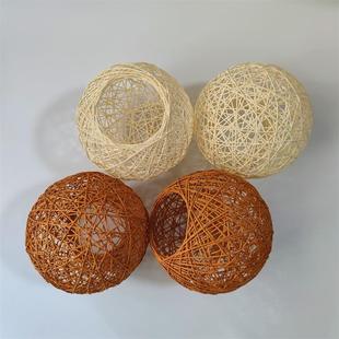 藤艺外壳复古麻球灯罩藤编创意鸟巢灯圆球灯藤球餐厅圆形灯罩配件