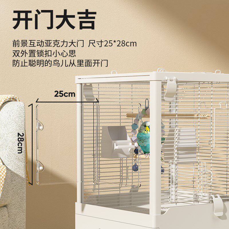 鸟笼鹦鹉笼子亚克力大号横丝双层玄凤虎皮专用豪华别墅防溅繁殖笼