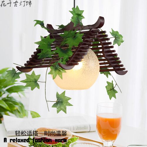 中式田园实木餐吊灯美式乡村小木屋仿古个性创意咖啡厅酒吧阳台灯