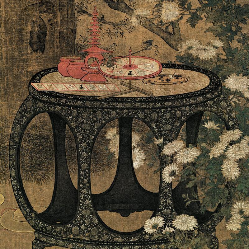 宋 苏汉臣 秋庭戏婴图竖轴挂画客厅玄关装饰画高清微喷复制人物画