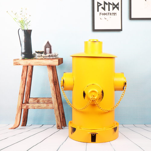 复古铁艺消防栓垃圾桶家用客厅创意酒吧脚踏式收纳桶落地装饰摆设