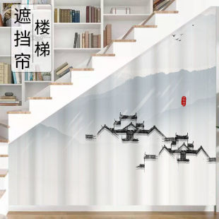 楼梯间遮挡帘阁楼三角形隔断帘防尘帘储物间遮丑帘免打孔魔术贴