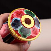 木质彩绘召才箭底座召才幡专用座藏传密宗佛前摆件底座双款 可选