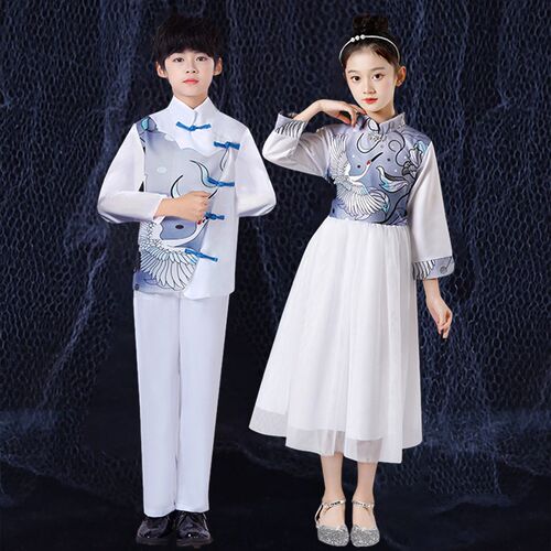 儿童中小学生合唱演出服幼儿园诗歌朗诵比赛演讲表演服中国风礼服