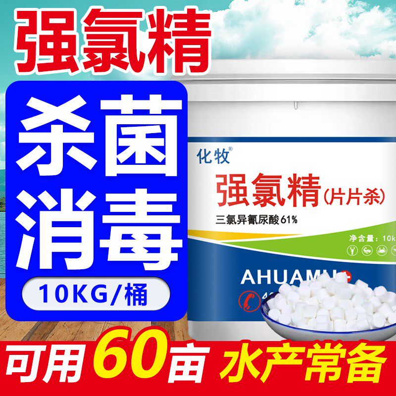 氯片强氯精游泳池鱼池塘杀菌消毒片灭藻除臭三氯异氰尿酸水产养殖