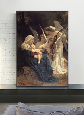 世界名画布格罗人物油画 天使之歌唯美学院派古典人物肖像装饰画