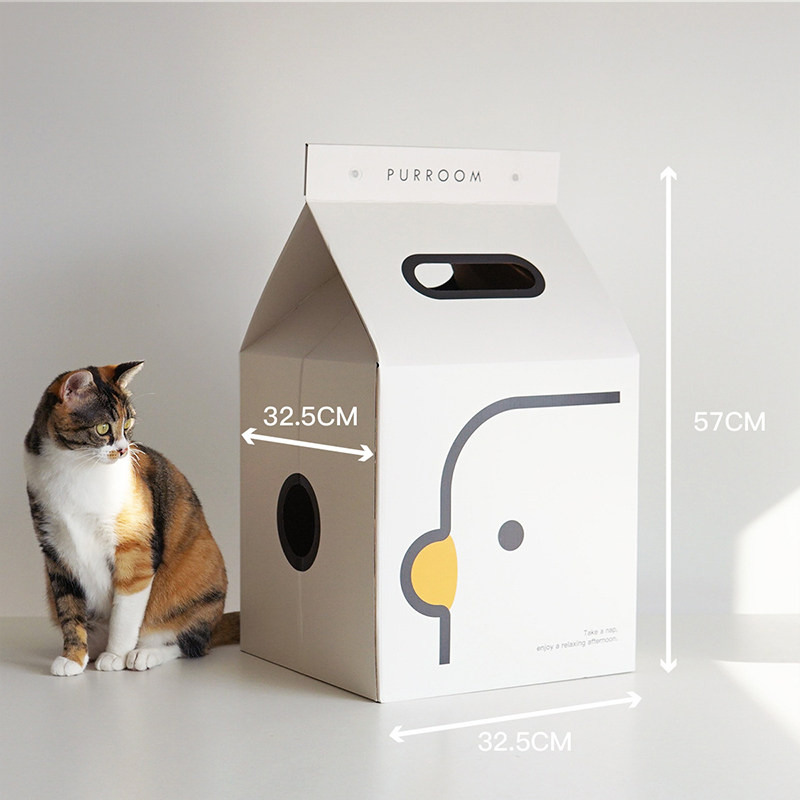 超萌小鸡盒 宠物猫咪封闭抓板猫窝瓦楞纸箱用品耐磨爪牛奶屋一体