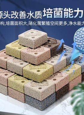 SQG鱼缸过滤滤材3D纳米益生菌方砖净水培菌材料消化细菌屋石英球