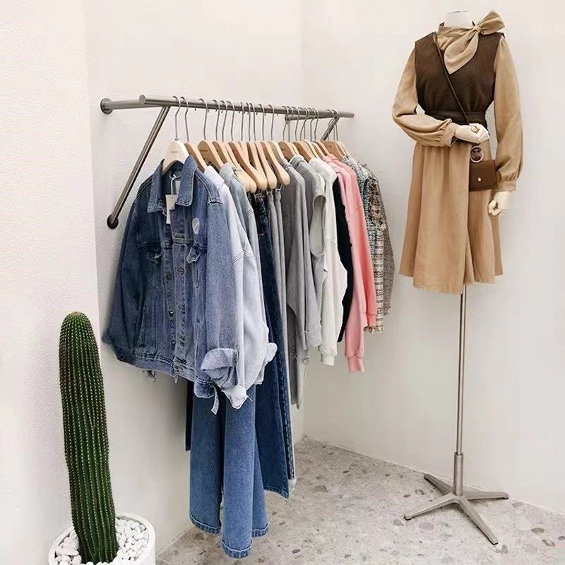男女装店货架展示架上墙壁挂式不锈钢挂衣架服装店陈列架童装货架