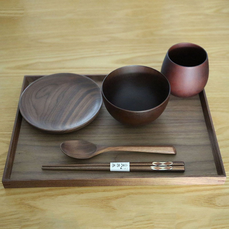 木质餐具托盘家用放茶杯实木茶盘水杯收纳盘子简约长方形日式果盘