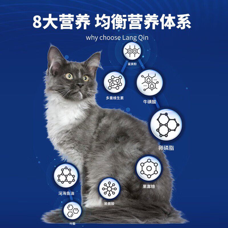 朗亲猫粮三文鱼蛋黄居家宠物主粮幼猫成猫全价粮猫咪食品20斤装