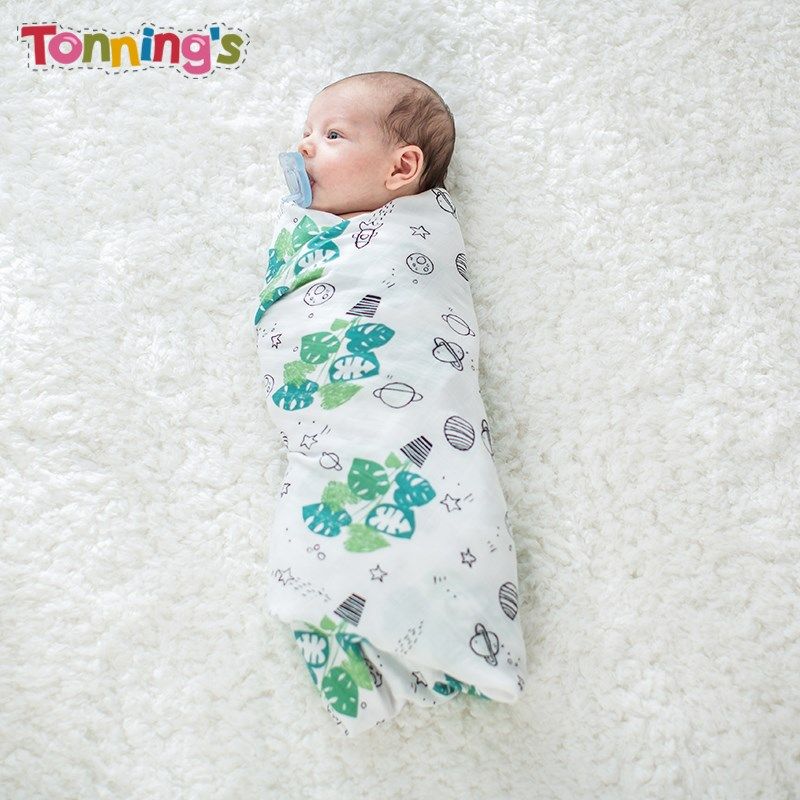 tonnings 密织新生儿竹纤维纱布包巾襁褓包被宝宝抱被抱毯浴巾毯