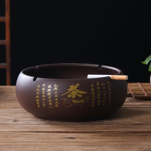 包邮大号紫砂烟灰缸 家用时尚复古欧式客厅特大号烟缸可定制logo