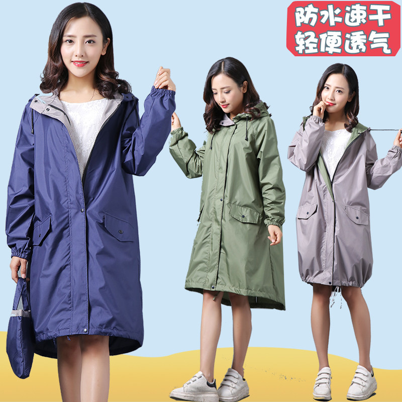 单人雨衣女可爱衣服式学生潮全身长款徒步薄款风衣式雨披女士可爱