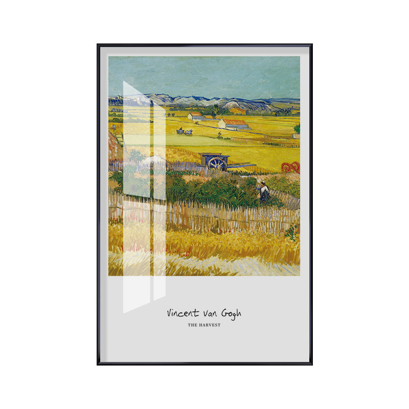 斜边铝合金框-七次元梵高向日葵丰收客厅沙发挂画餐厅北欧油画