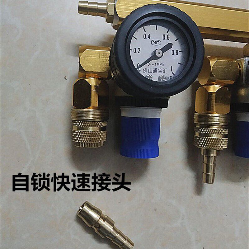 不锈钢气压表快速接头水产运输鱼车鱼箱氧气分流阀供氧调压阀调气