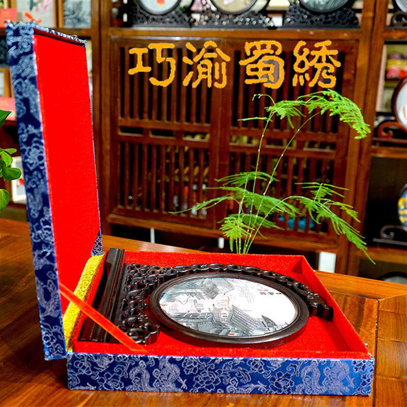 双面绣蜀绣摆件 吊脚楼 重庆特色工艺品礼物伴手礼重庆外事好礼