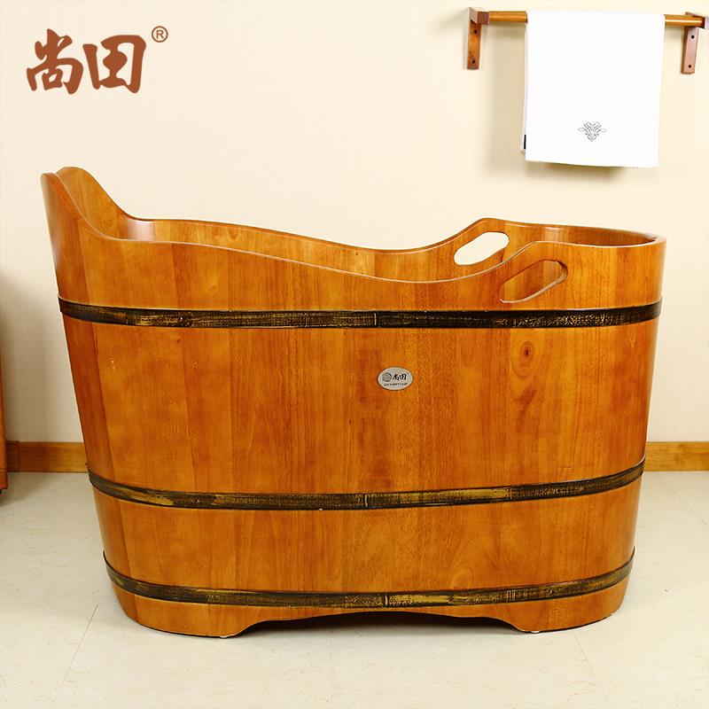 尚田橡木泡澡木桶浴桶成人洗澡桶沐浴桶家用实木浴缸1米2长百合桶