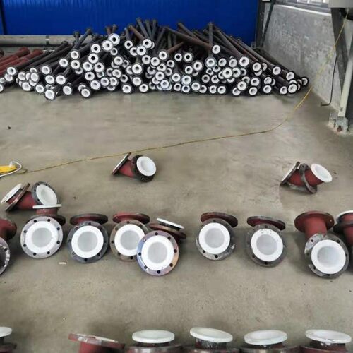 衬四氟钢管无缝管内衬四氟化工厂衬氟硬管法兰连接弯头三通管件