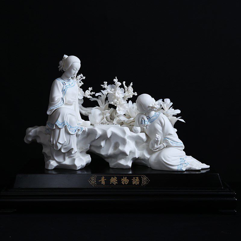 青丝物语德化白瓷古典仕女美女人物雕塑工艺品客厅家居礼品摆件