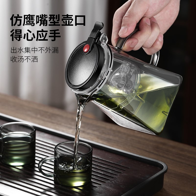 飘逸杯泡茶壶2024新款玻璃耐高温一键茶水分离杯子办公室茶具套装