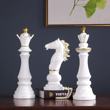 国际象棋 美式书房软装摆设客厅酒柜展厅装饰摆件 艺术软装工艺品