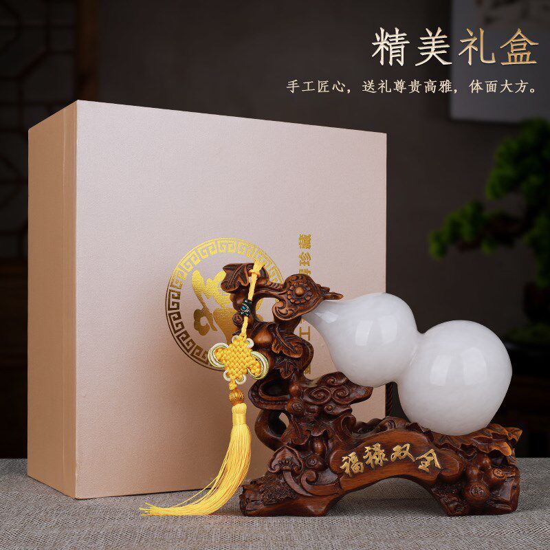 天然玉石招财葫芦摆件家居装饰品客厅酒柜电视柜装饰乔迁新居礼品