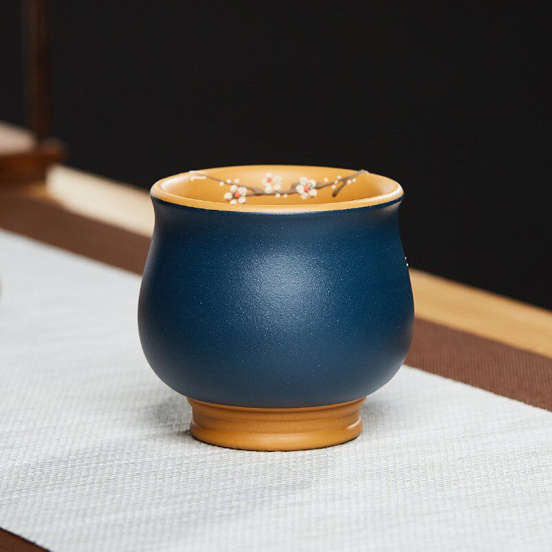 宜兴紫砂主人杯单个只小茶杯手绘品茗杯茶碗茶盏茶盅陶瓷功夫茶具