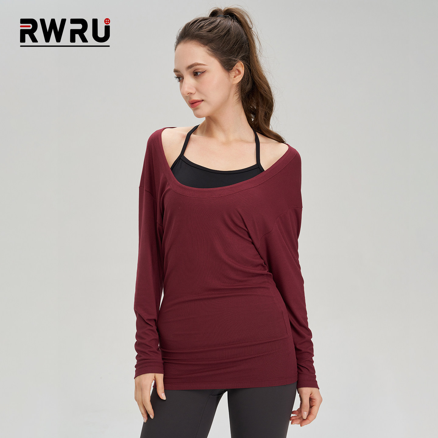 RWRU大U领运动罩衫女慵懒瑜伽服