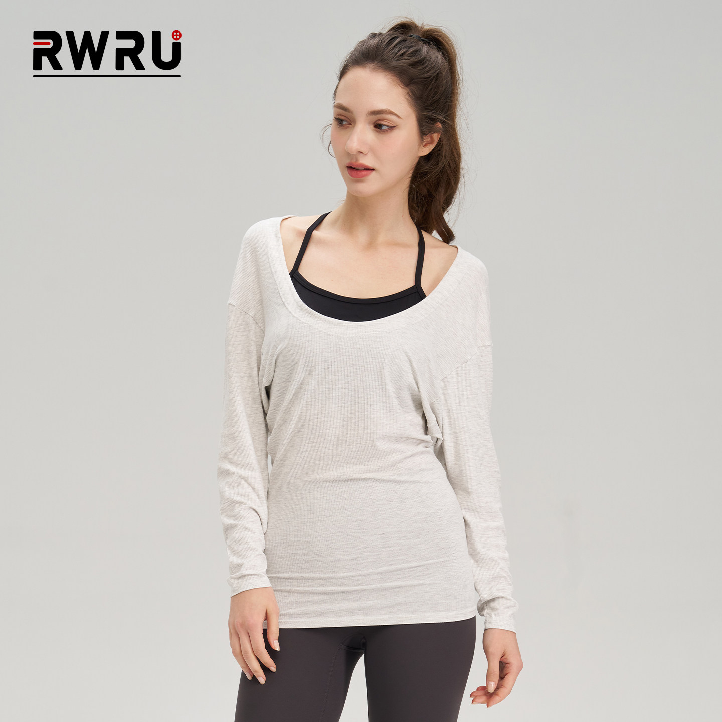 RWRU大U领运动罩衫女慵懒瑜伽服