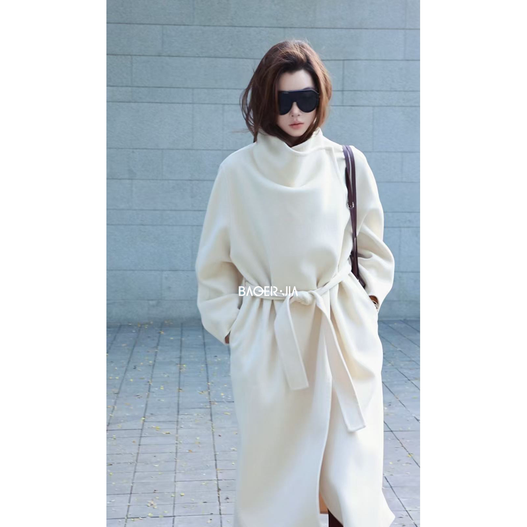 BAOERJIA「宝儿家」BI32526410山羊绒桑蚕丝混纺温润柔光汉服大衣