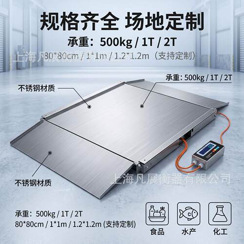 不锈钢材质电子地磅超低角度斜坡抗冲击结构湿润环境稳定平台称重