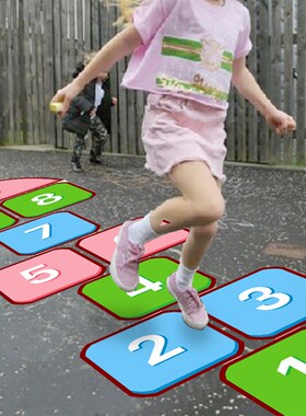 新款跳房子地贴小学幼儿园课间十分钟游戏墙贴纸校园初中户外活动