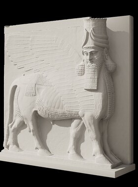 牛翼人首石膏浮雕装饰画香薰扩香石桌面创意艺术摆件大英博物馆