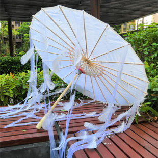 汉服仙女伞摄影拍照cos道具古风流苏飘带伞鲛人泪古代透明古装伞