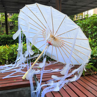 汉服仙女伞摄影拍照cos道具古风流苏飘带伞鲛人泪古代透明古装伞