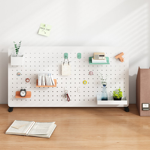 桌面洞洞板桌上置物架免打孔金属办公室书桌可立夹收纳展示架隔板