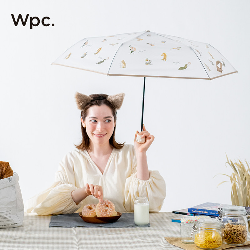 wpc透明雨伞女生高颜值萌宠伞手动三折超轻小巧便携超轻儿童伞