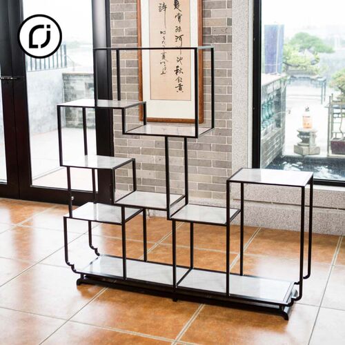 铝合金博古架新中式壁挂式茶壶展示架简约多宝阁古董架微型盆景架