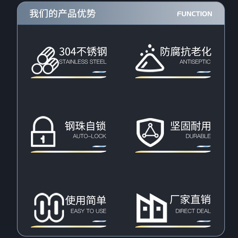 自锁式不锈钢扎带304拉紧器16mm捆绑带卡扣钢丝抱箍金属条