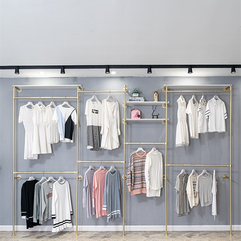 上墙架儿童服装店双层壁挂式创意童装展示架铁艺衣架女装挂衣架子