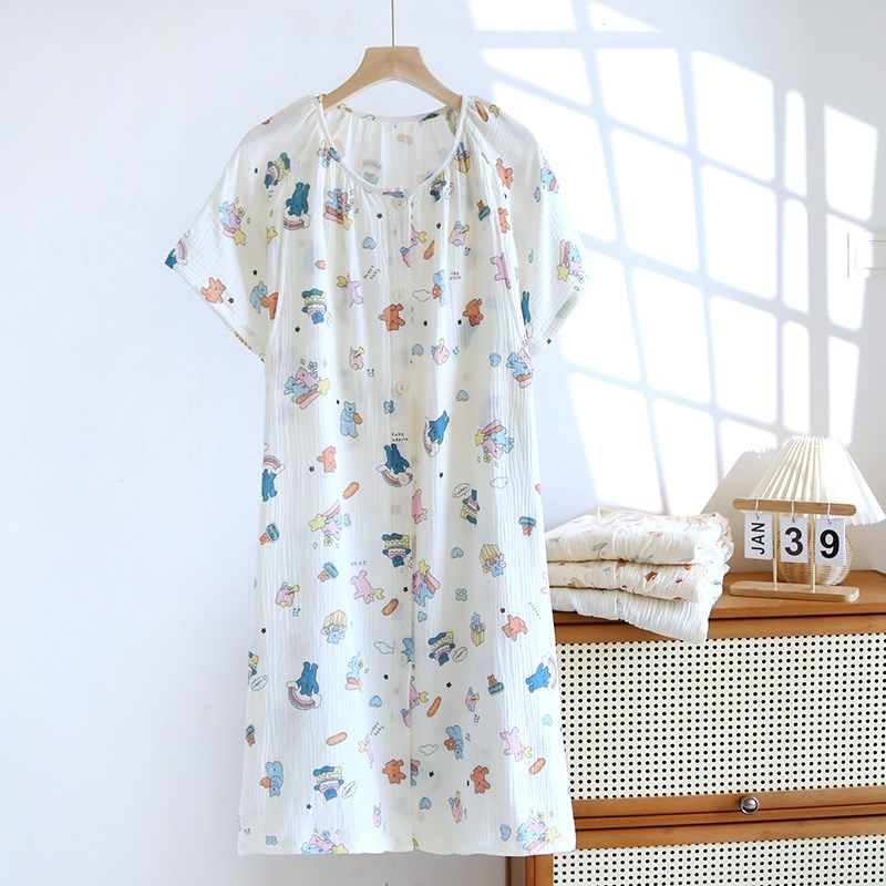 短袖待产裙夏季薄款月子服进产房孕妇睡衣产妇哺乳睡裙春夏长款