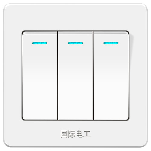 【三开单控】86型墙面家用开关插座面板电灯按钮三位开关三联单控