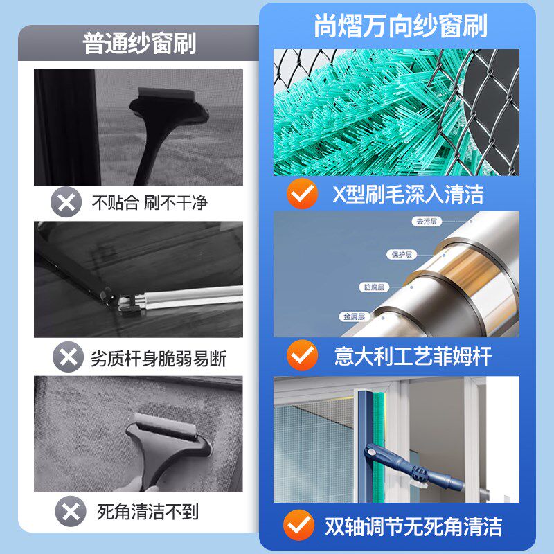 纱窗清洗神器家用免拆洗沙窗万能刷擦窗器清理金刚网专用清洁刷子