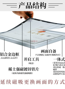 DK新款铝合金圆角磁吸海报框展板电梯广告牌框架规章制度牌框挂墙