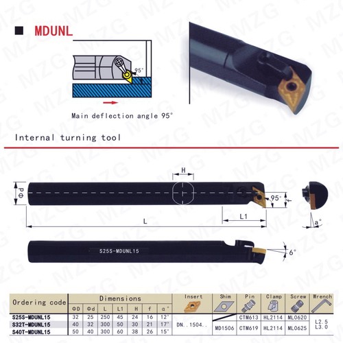 MZG复合压板紧圆弧槽加工内孔车刀杆S25S S32T -MDUNR15 -MDUNL15