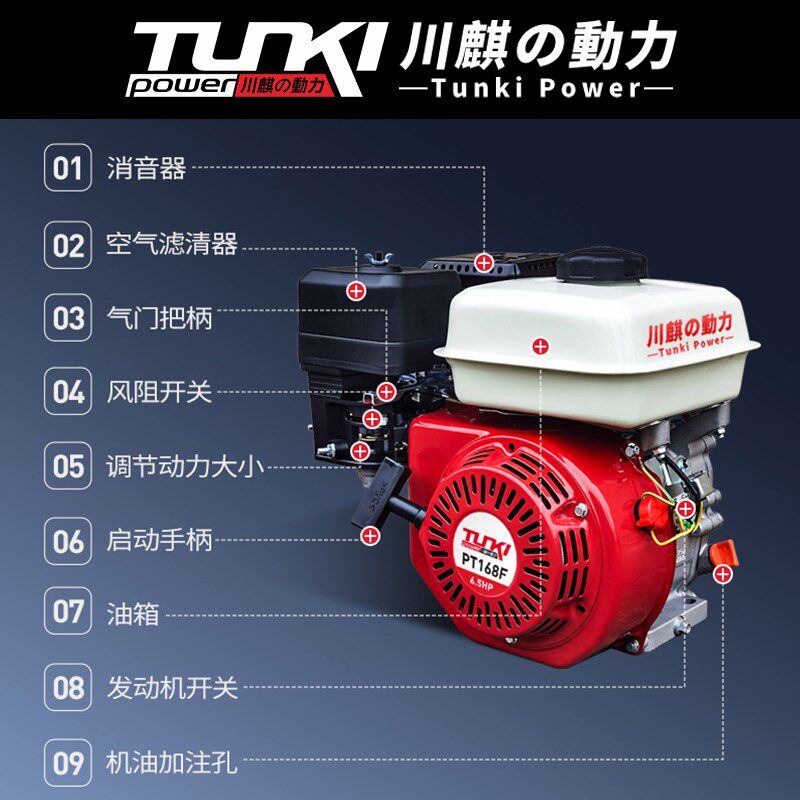 170F190f小型汽油机动力四冲程微耕膨化抽水抹光192F 通用 发动机