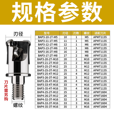 两件式BAP300RBAP400R锁牙式铣刀头1604数控抗震刀杆1135螺纹刀头